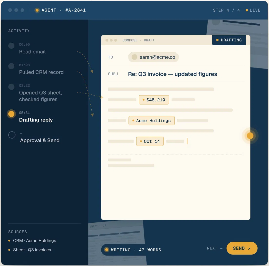Room74 Autopilot — AI validating data from a financial report, cross-checking figures automatically